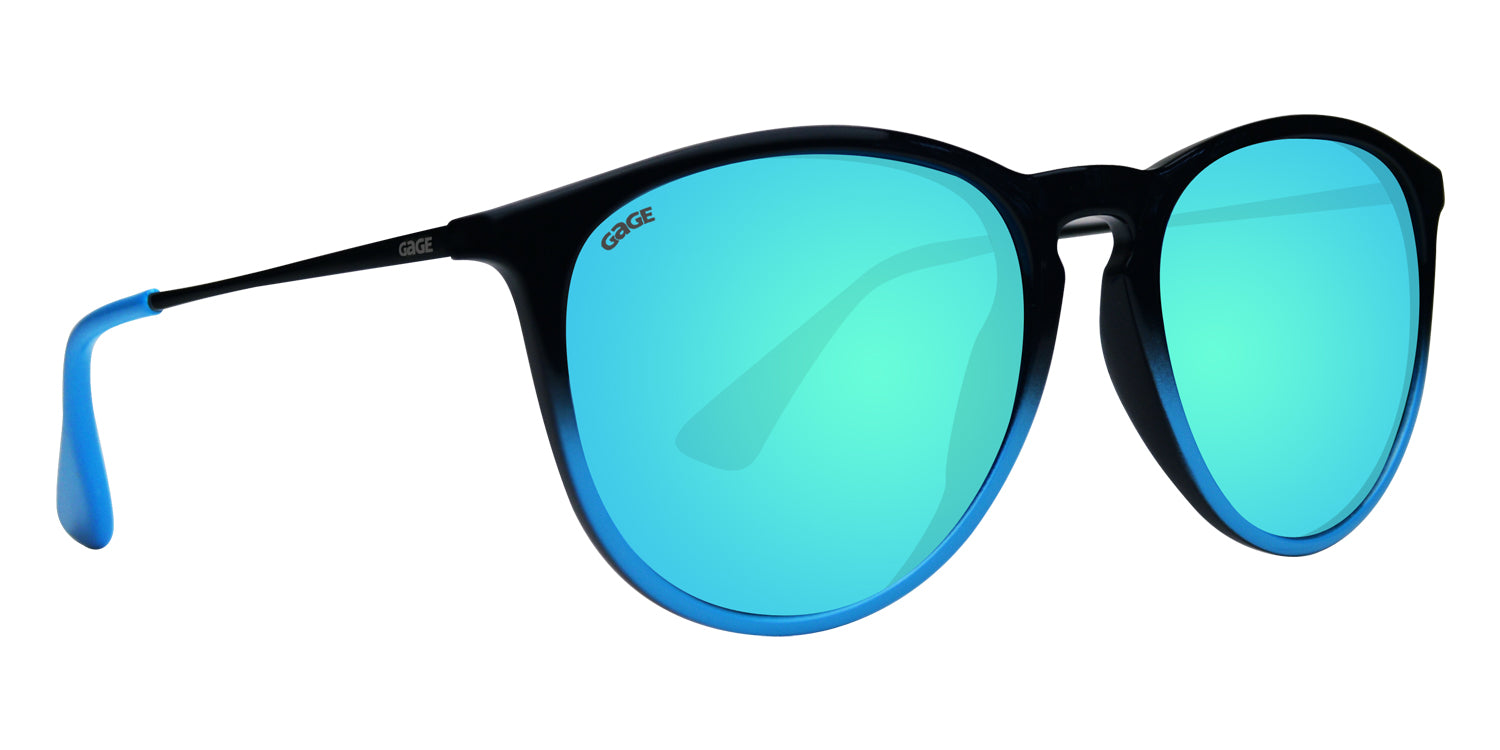 Black To Blue Gradient Sunglasses With Polarized Lt Blue Lenses Gage Sunglasses