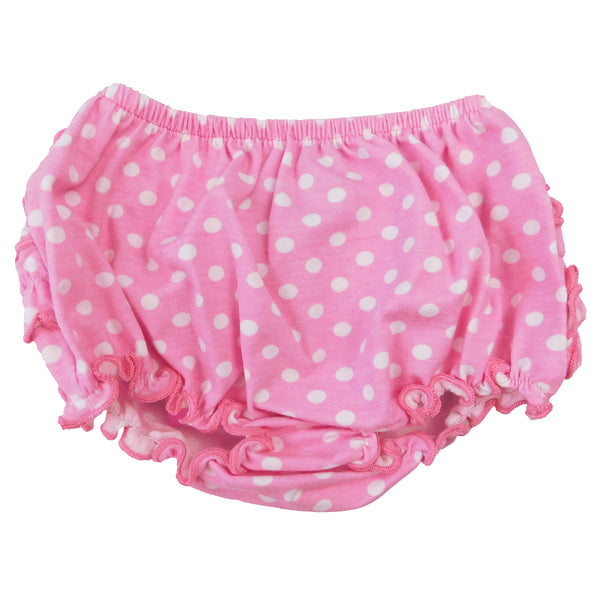 AnnLoren Baby & Toddler Girls Pink Polka Dot Knit Ruffled Butt Bloomer