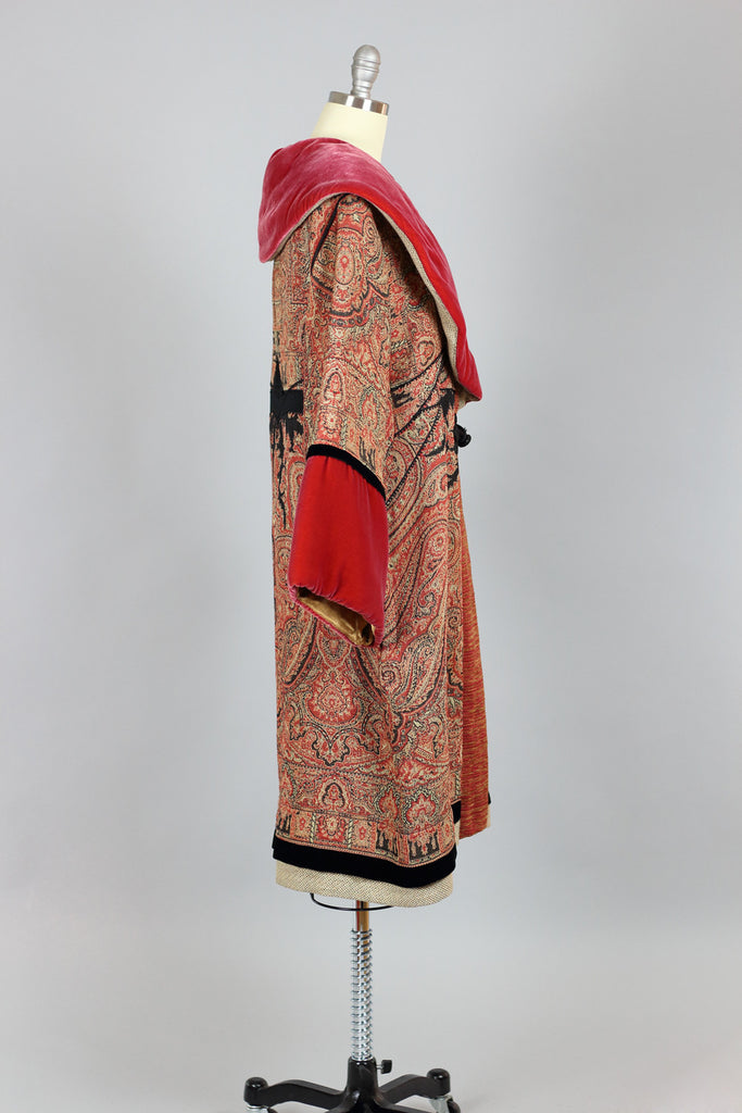 Couture 1920s Poiret Inspired Cocoon Coat in Silk Velvet & Russian Tap ...