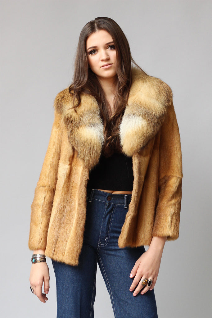 1970s Genuine Fox Fur Coat with Cropped Sleeves | Muse