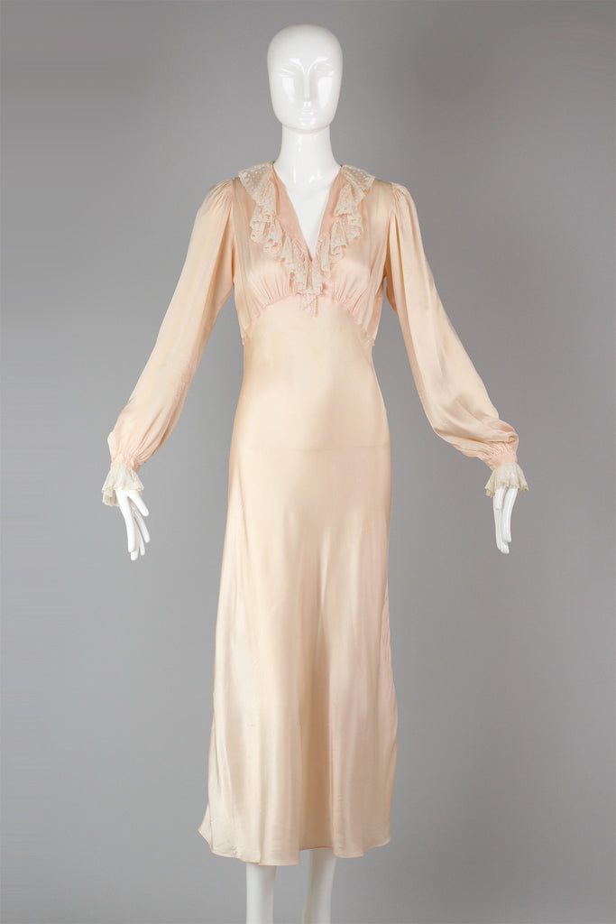 1930s Bias Cut Liquid Silk Charmeuse French Lace Night Gown | The ...