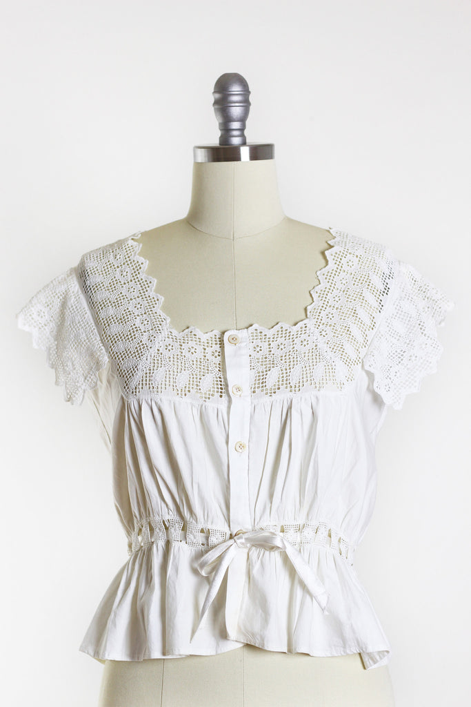 1900s Edwardian White Cotton Chemise Size M | The Vintage Net