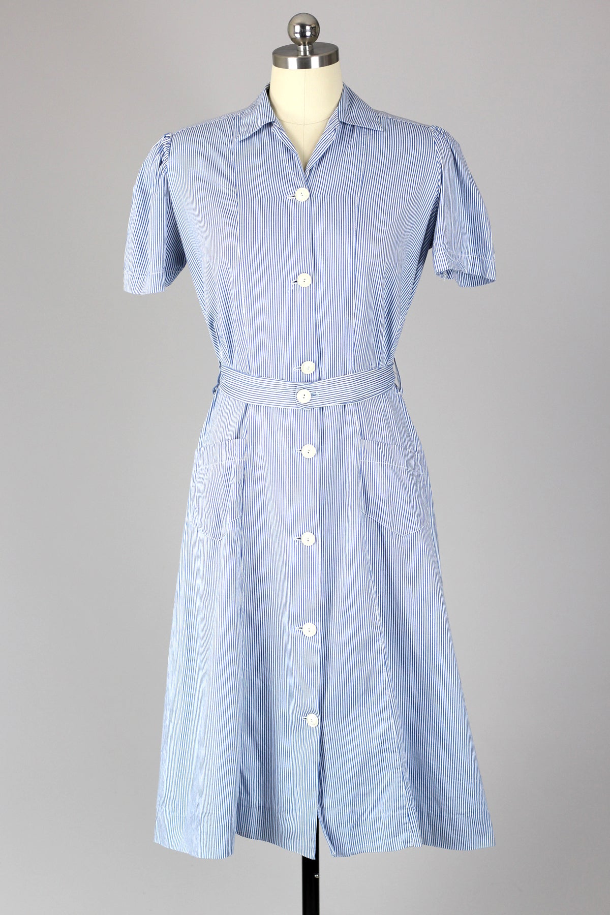 1940s Classic Cotton Pin Stripe Day Dress – The Vintage Net