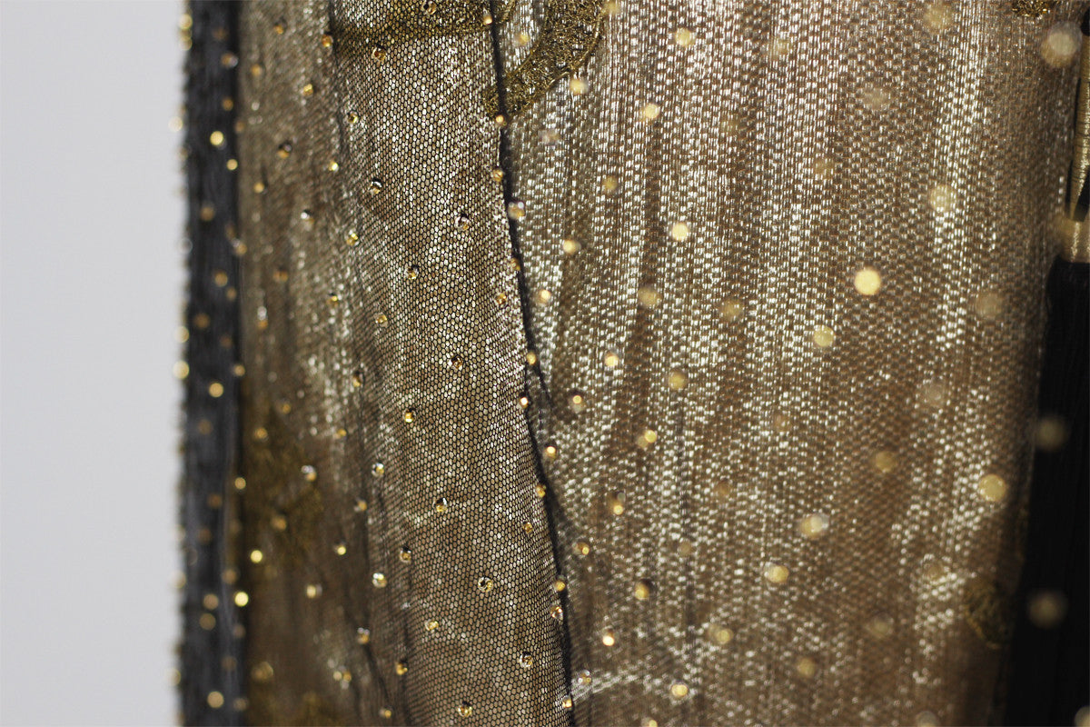 RARE 1920s Incredible Gold Silk Lamé Asian Evening Gown with Silk Net ...