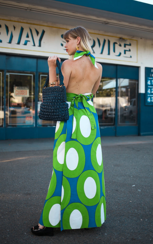 Rare Vintage Marimekko 'Melooni' Dot Print Wrap Halter Dress | Muse