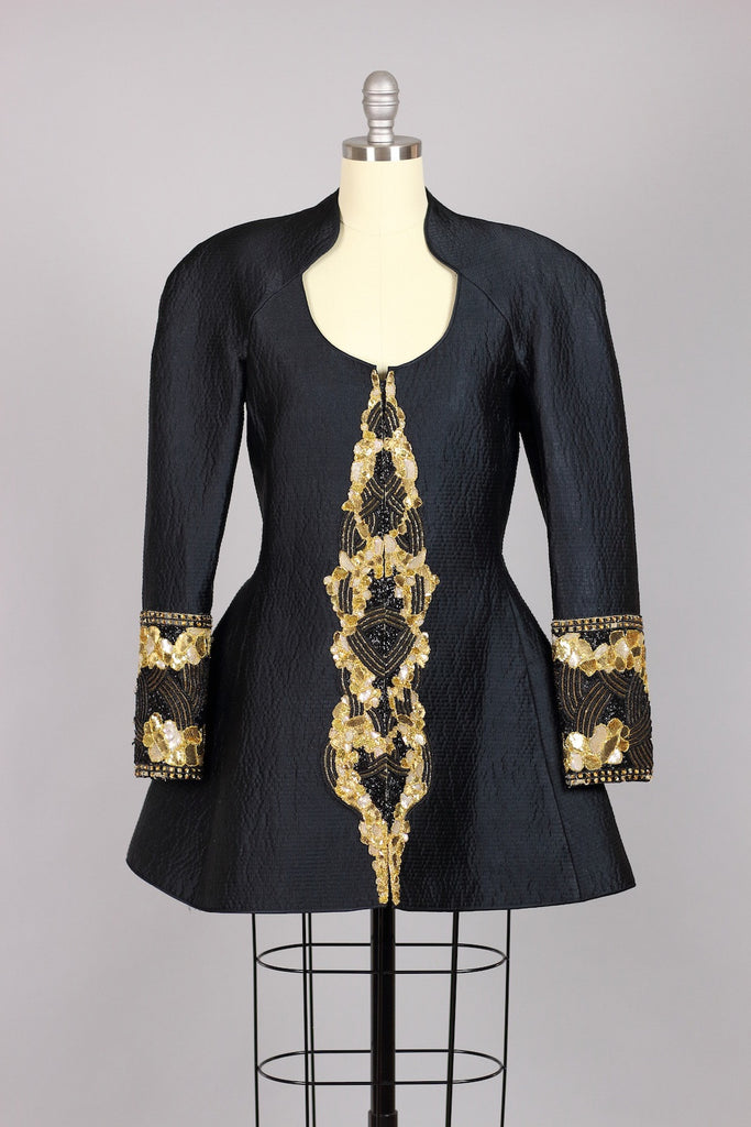 Vintage Mary McFadden Beaded Silk Peplum Jacket | Muse