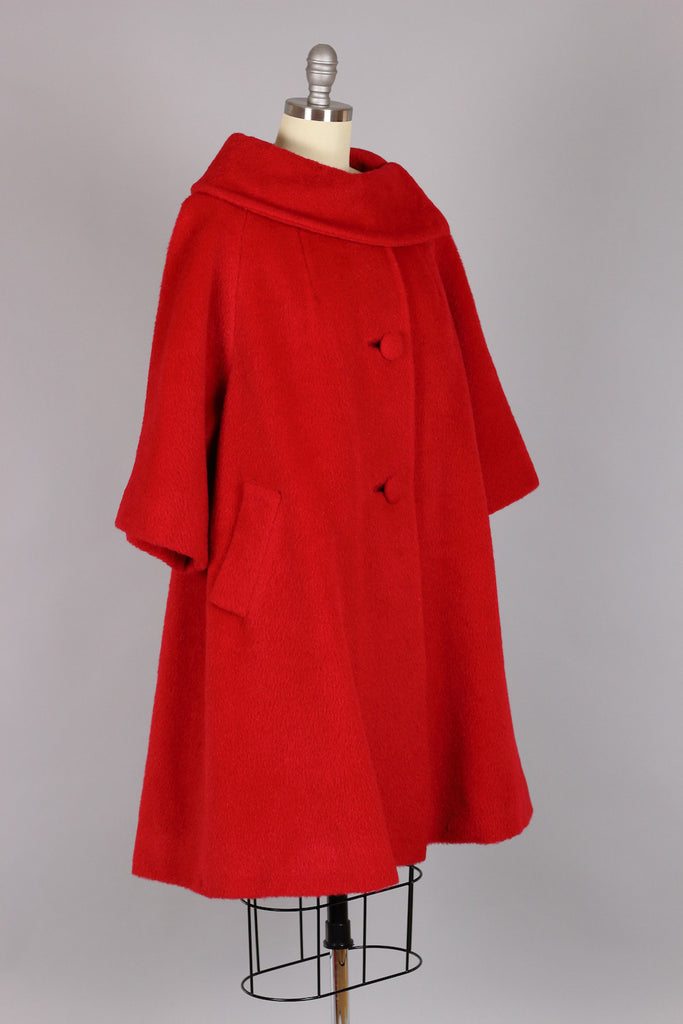 Lipstick Red 'Tisse a Paris' for Lilli Ann Vintage 1960s Swing Coat | Muse