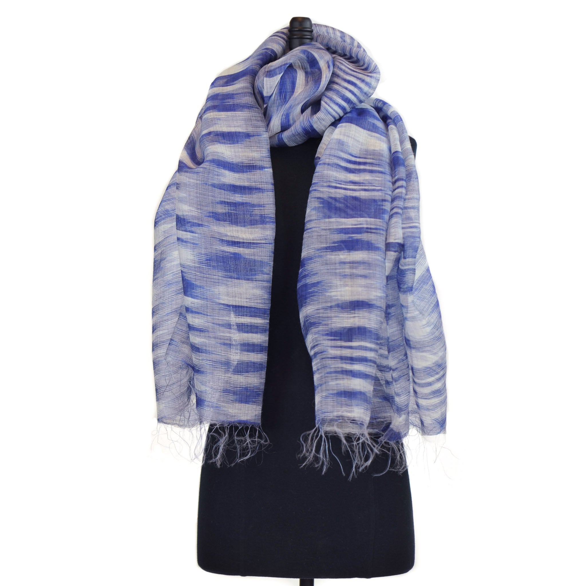 Random Ikat Scarf - Blue/White - mimbres