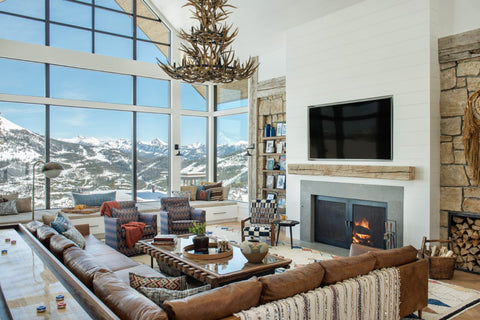 Cozy and elegant winter ski lodge decor