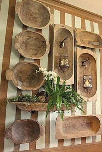 antique dough bowls wall decor