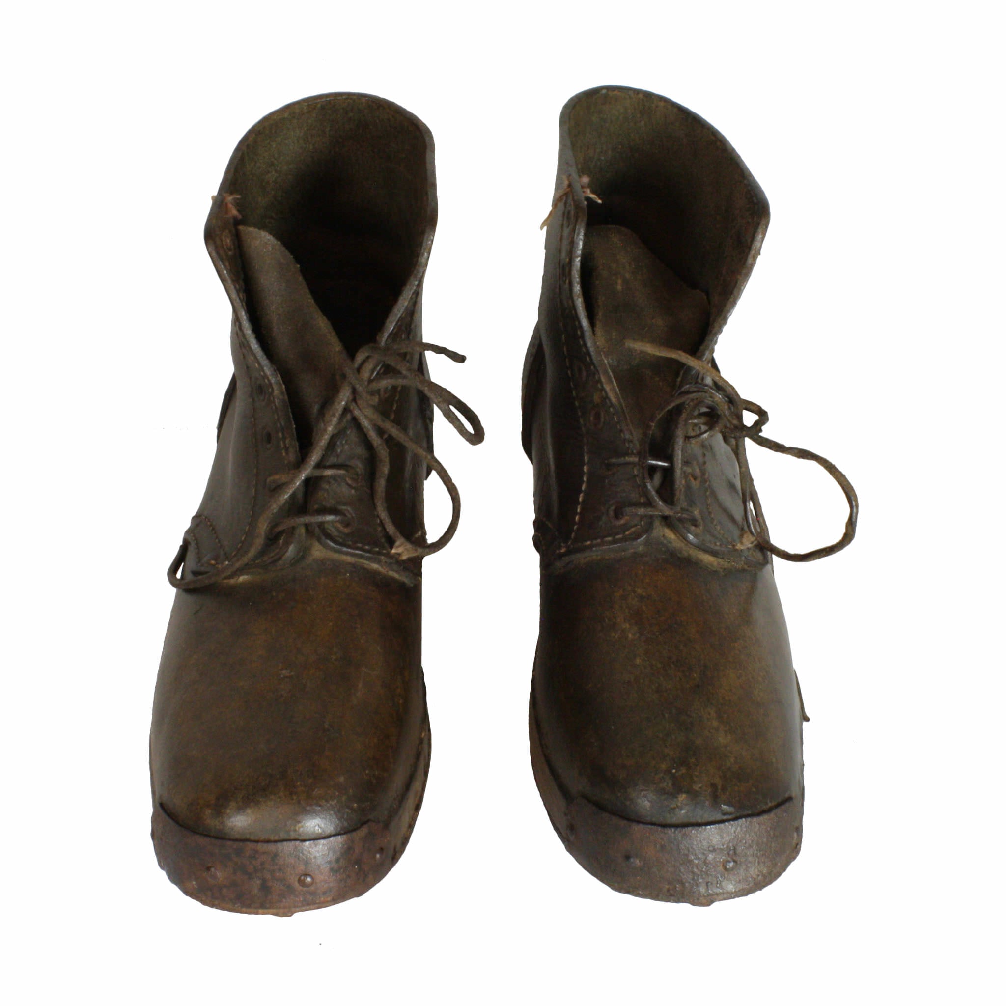 Leather Boots with Wooden Soles and Iron Cleats - Ski Country Antiques ...