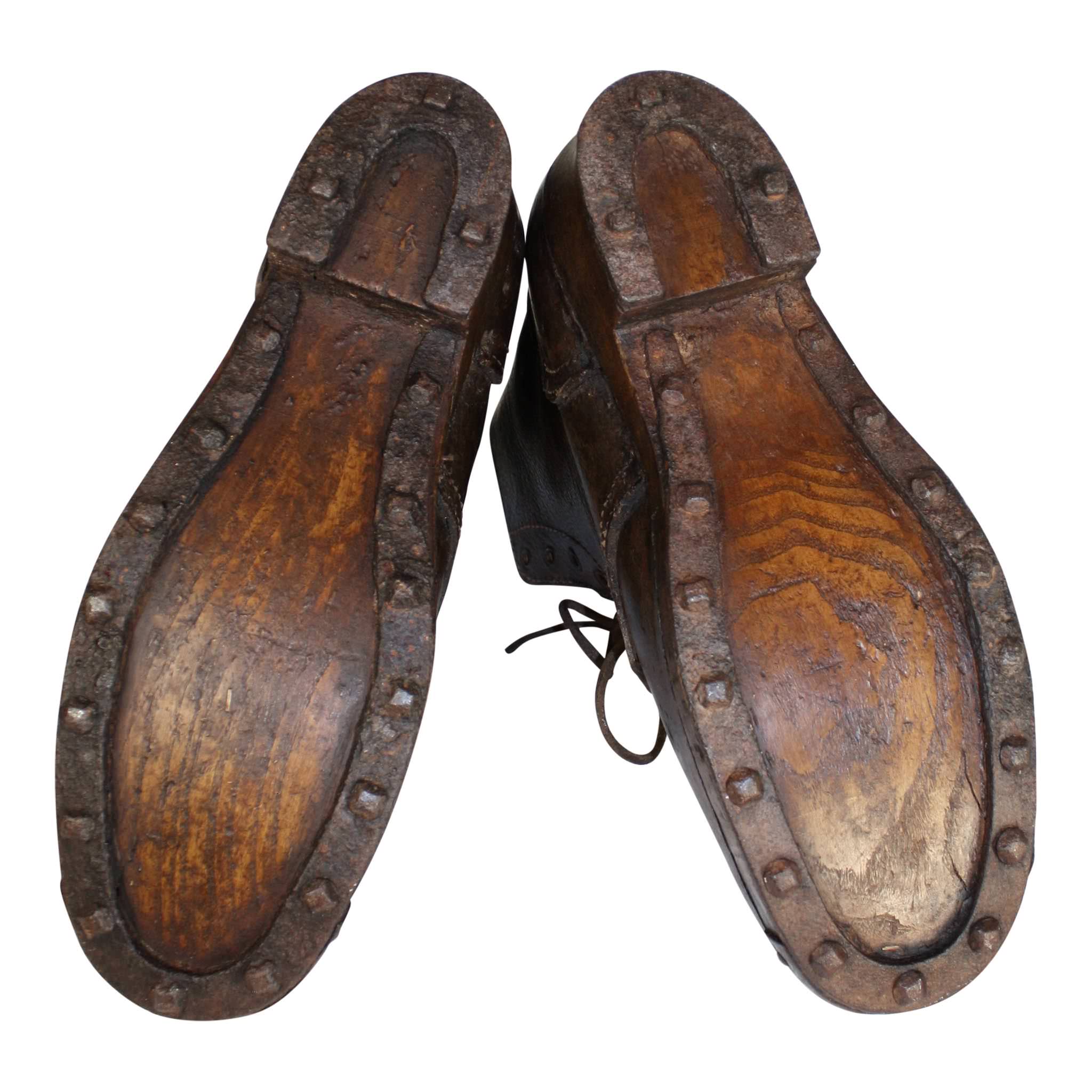Leather Boots with Wooden Soles and 