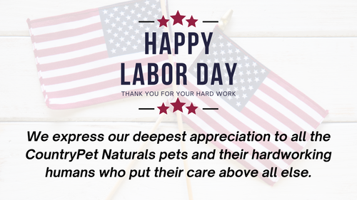 Happy Labor Day! We express our deepest appreciation to all the CountryPet Naturals pets and their hardworking human parents who put their furry companion’s care at the forefront of their hearts and minds.