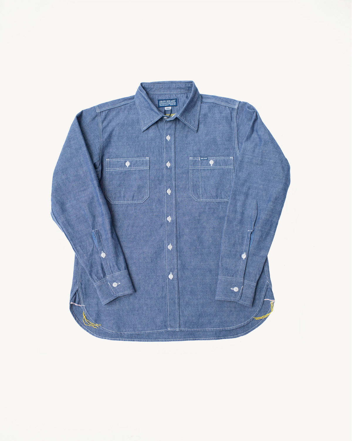 IHSH-285-PIN - 5.5oz Selvedge Pinstripe Chambray Short Sleeve