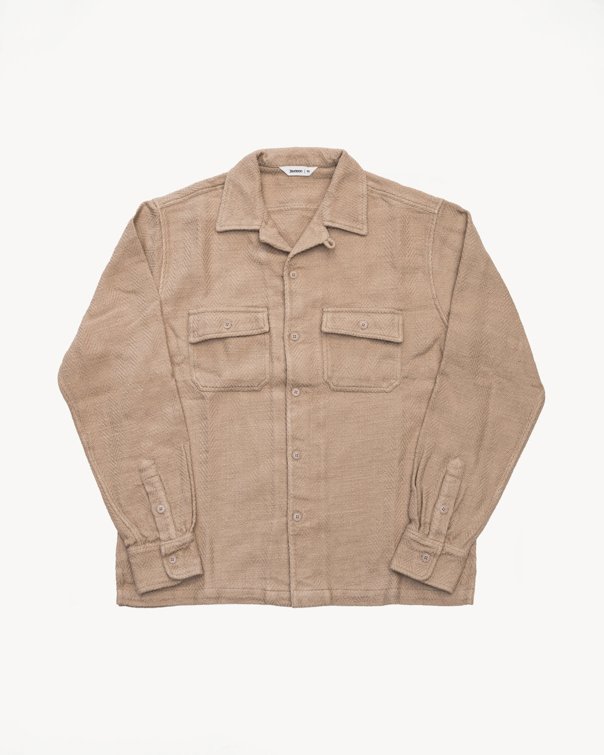 Open Collar Shirt Handloom Silk - Travertine | James Dant