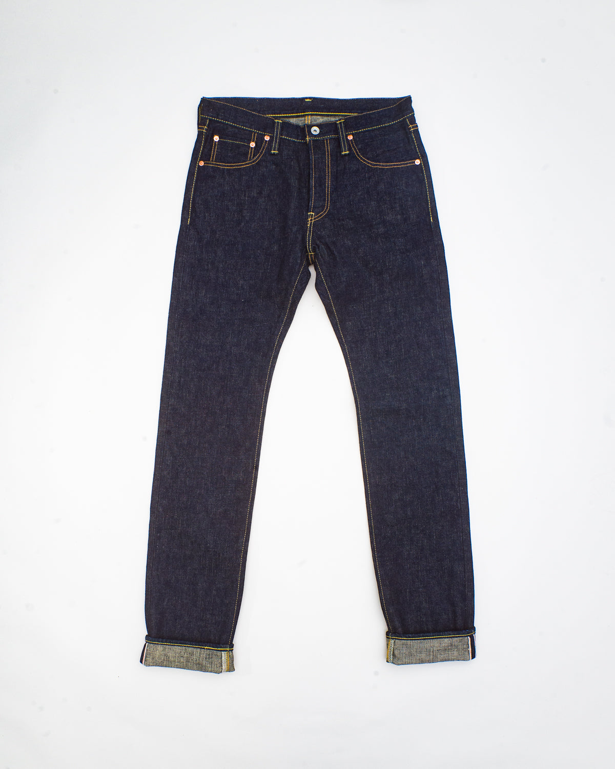 IH-888N 17oz Selvedge Denim Medium/High Rise Tapered Cut Jeans - Natural  Indigo
