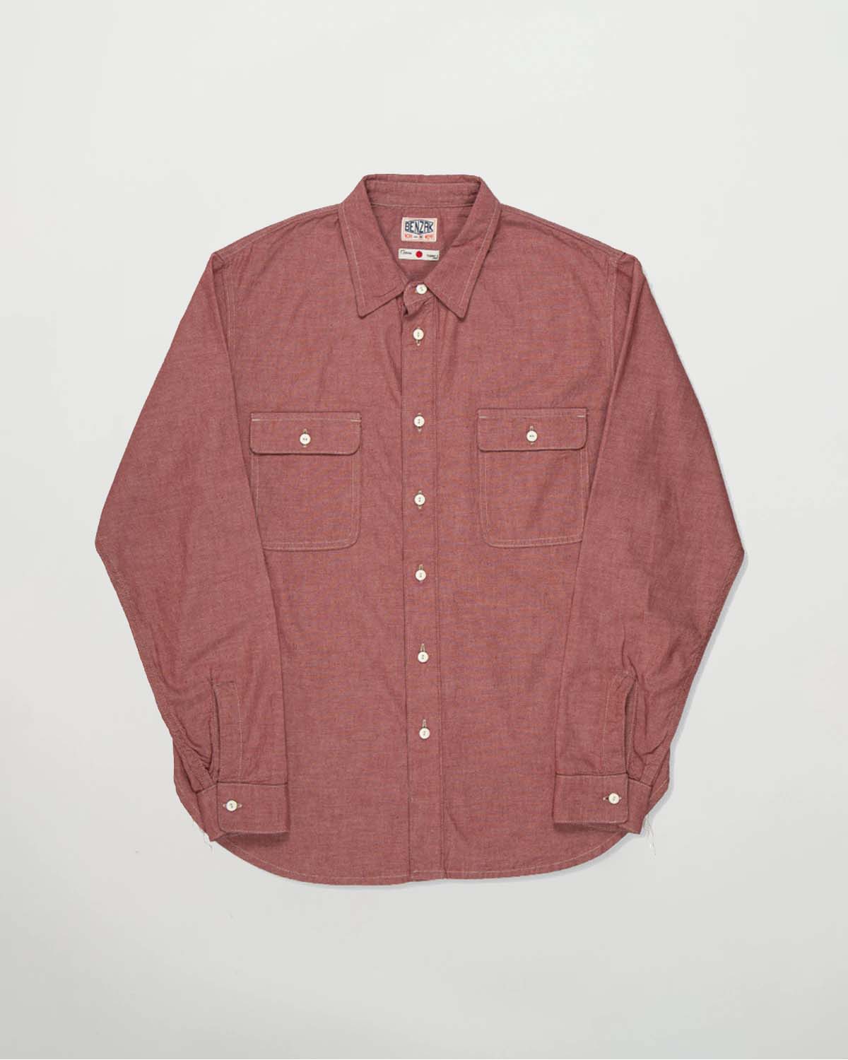 BWS-01 - 5oz Organic Cotton Selvedge Chambray Work Shirt - Red