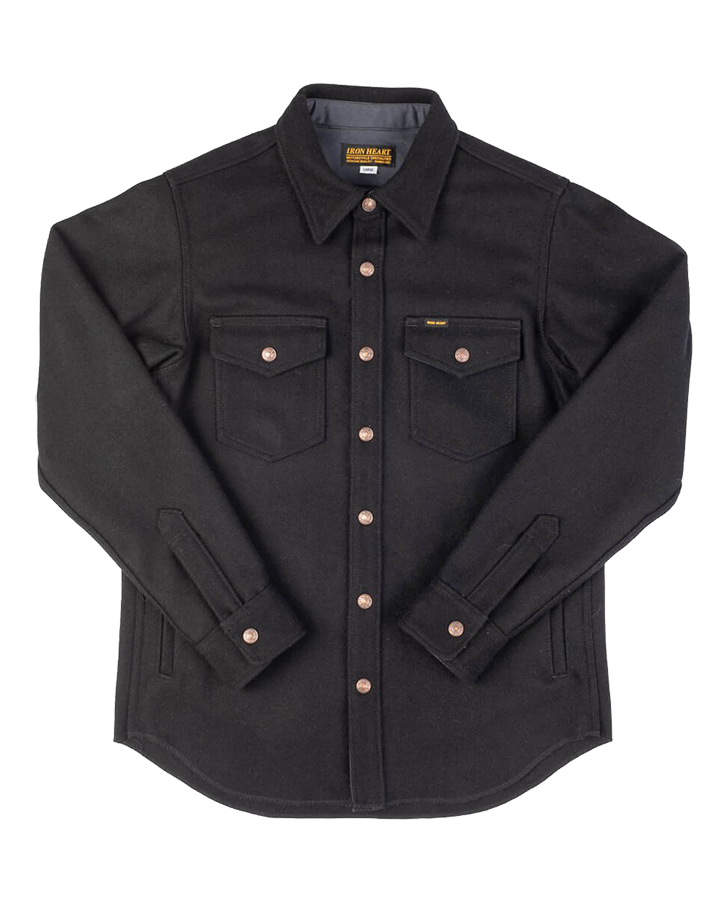 IHSH-306-BLK - Melton Wool CPO Shirt - Black