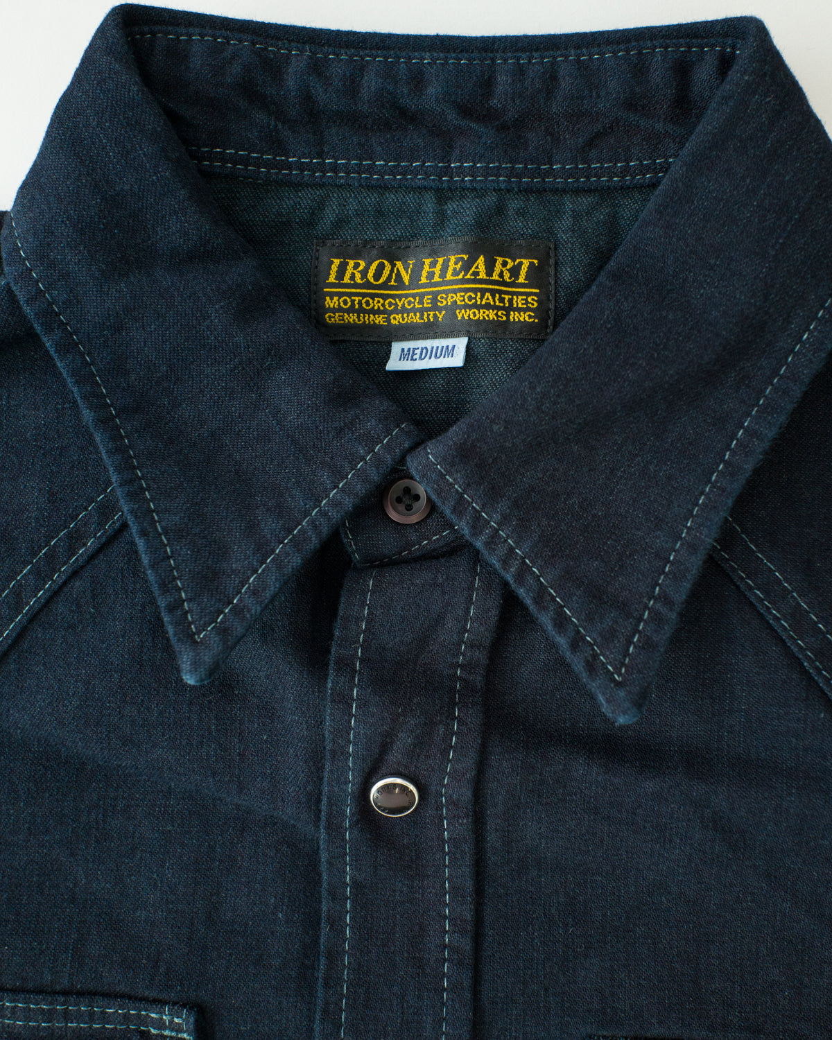 Iron Heart CPO Shirt w/ Hand Pockets - IHSH-293-OD - 18oz Vintage Denim  Overdyed Black