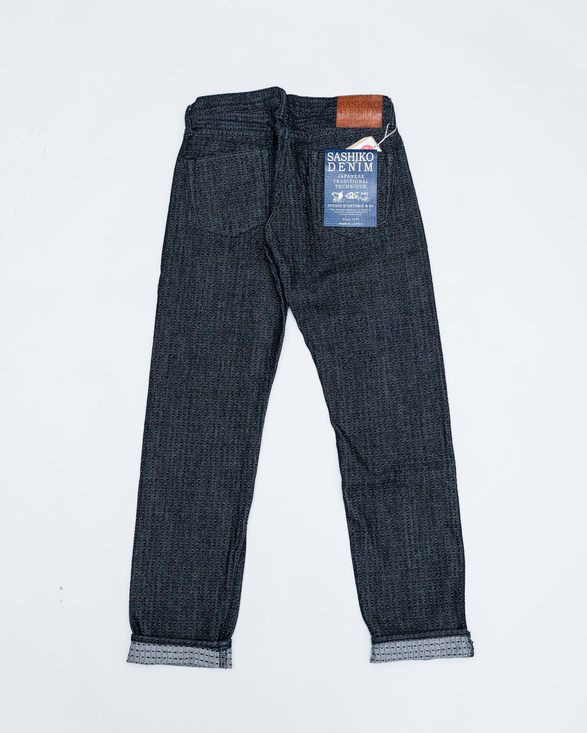 D1854S - 15.5oz Indigo O/W Sashiko Denim Jeans - Relaxed Taper