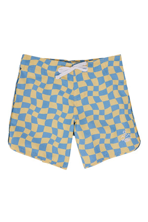 Scallop Retro Flare Boardshort Wavy Checks | Banana - Shipwrecked Kauai