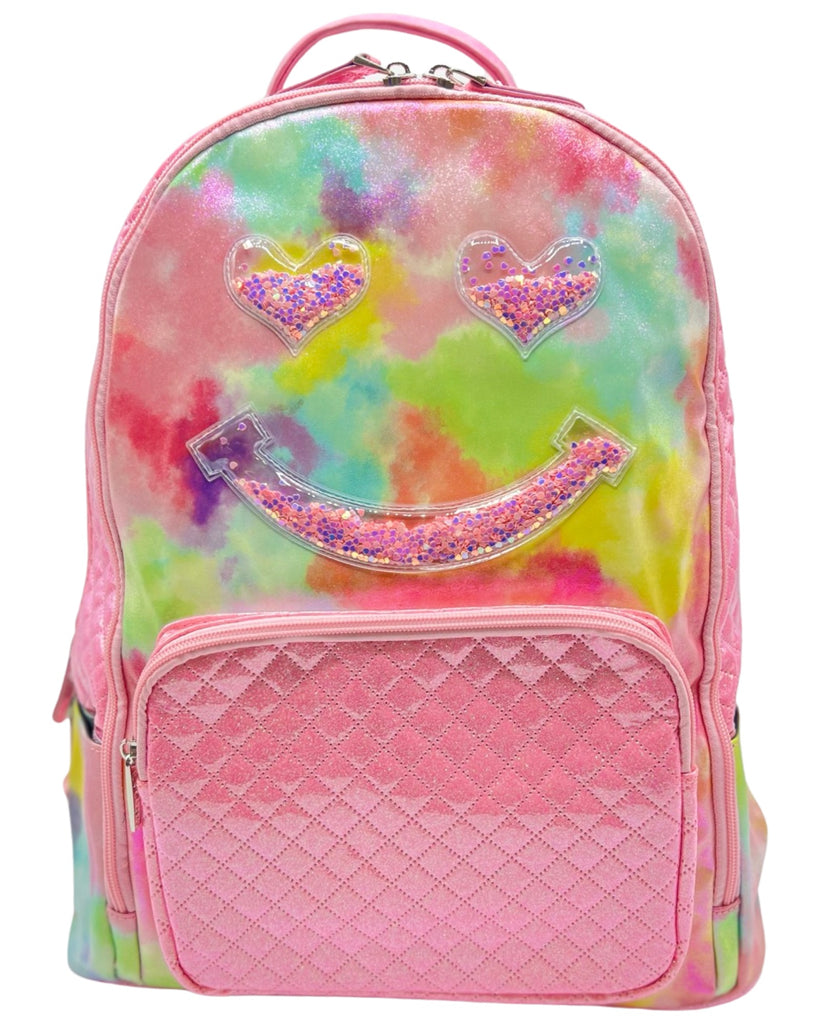 Bari Lynn Full Size Backpack-Pink Tie Dye Confetti Smiley – Stella Mara