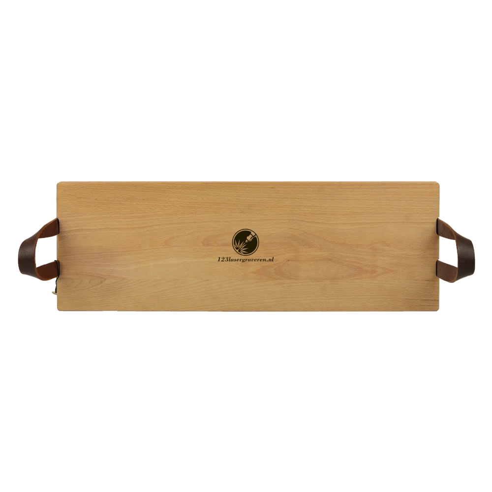 Serveerplank Beuken met leren handgrepen BD