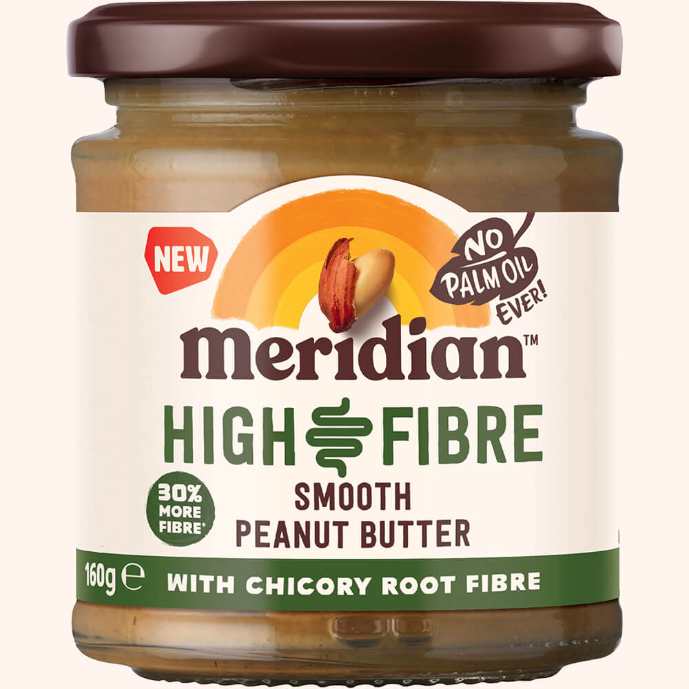 An image of Meridian High Fibre Smooth Peanut Butter 160g Jar