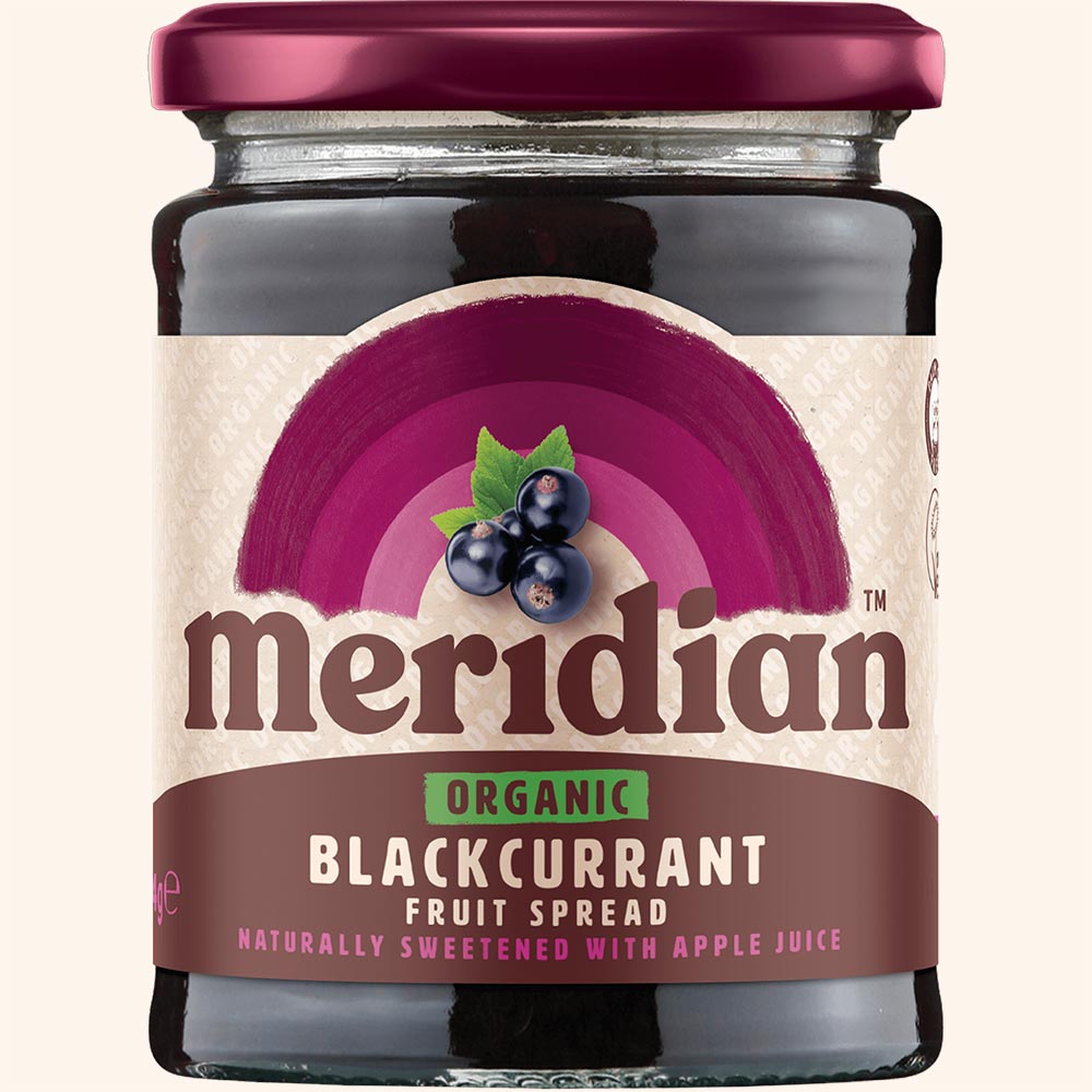 An image of Meridian Organic Blackcurrant Fruit Spread 284g Jar