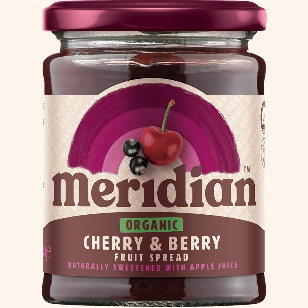 An image of Meridian Organic Cherry and Berry Fruit Spread 284g Jar