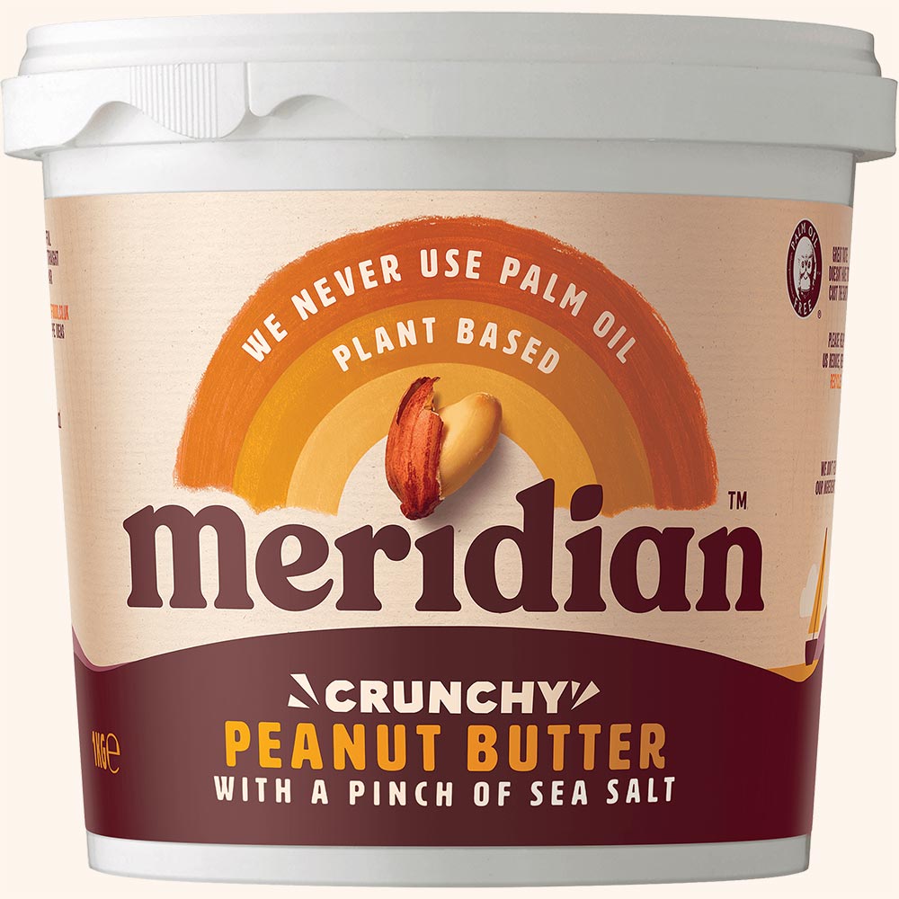 An image of Meridian Crunchy Peanut Butter with a pinch of salt 1kg Tub