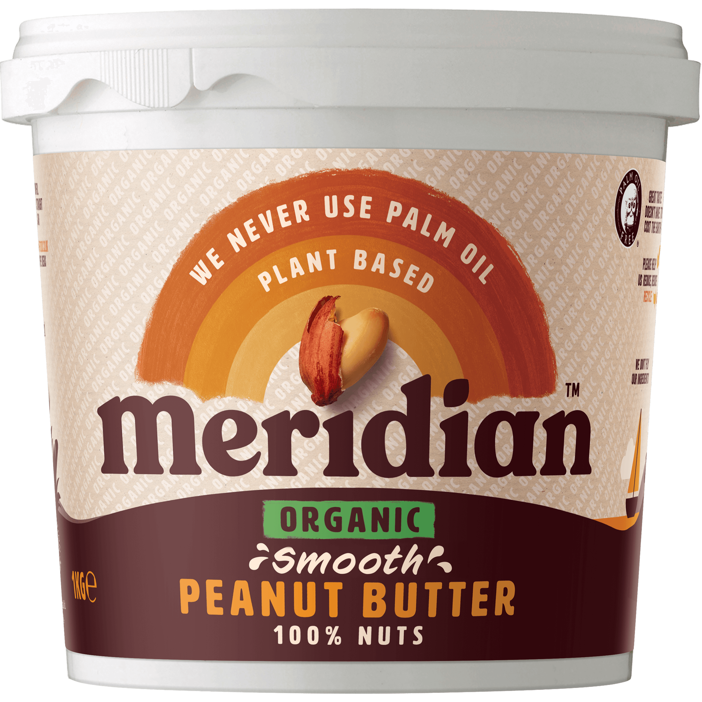 An image of Meridian Organic Smooth Peanut Butter 1kg Tub