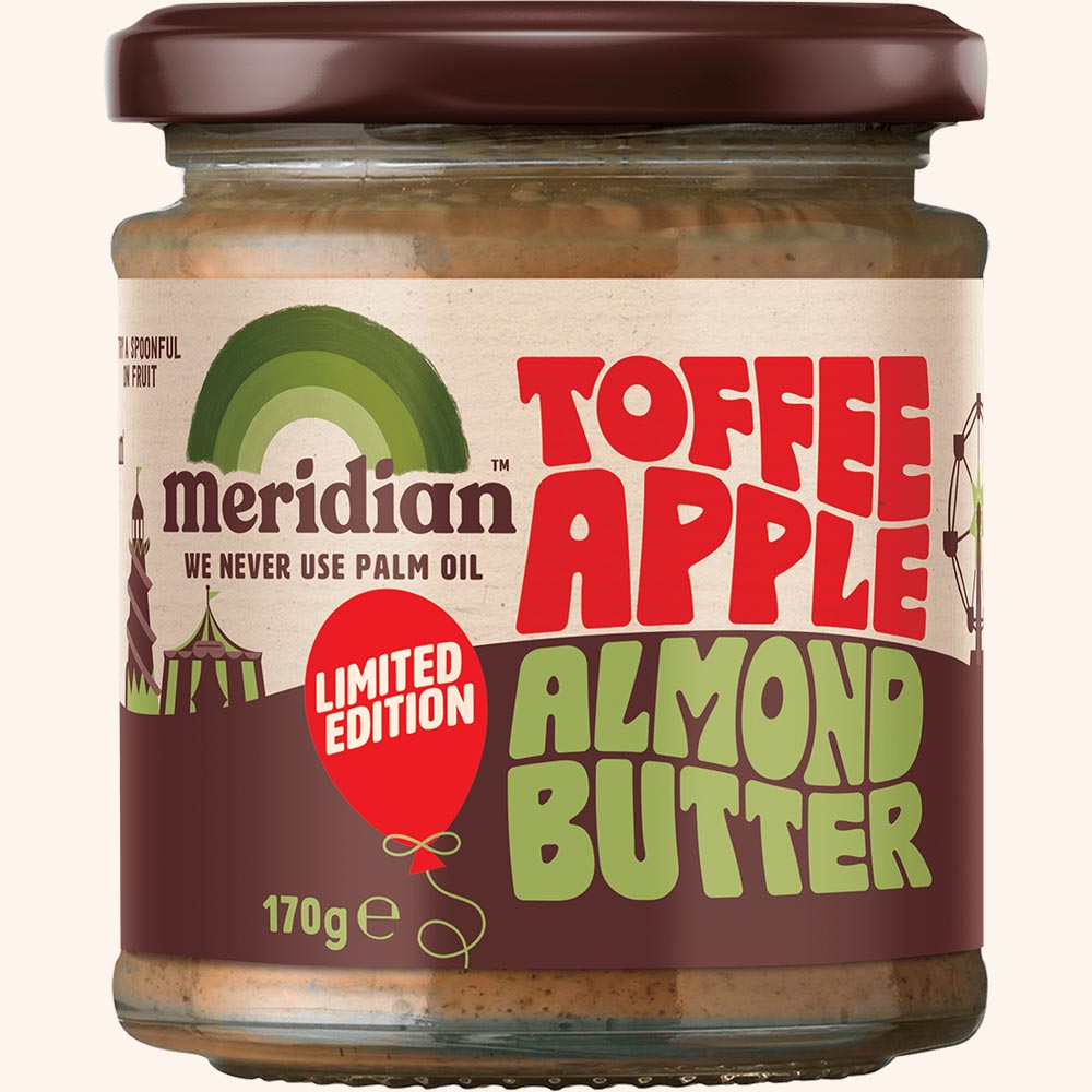 An image of Meridian Toffee Apple Almond Butter 170g Jar - Limited Edition