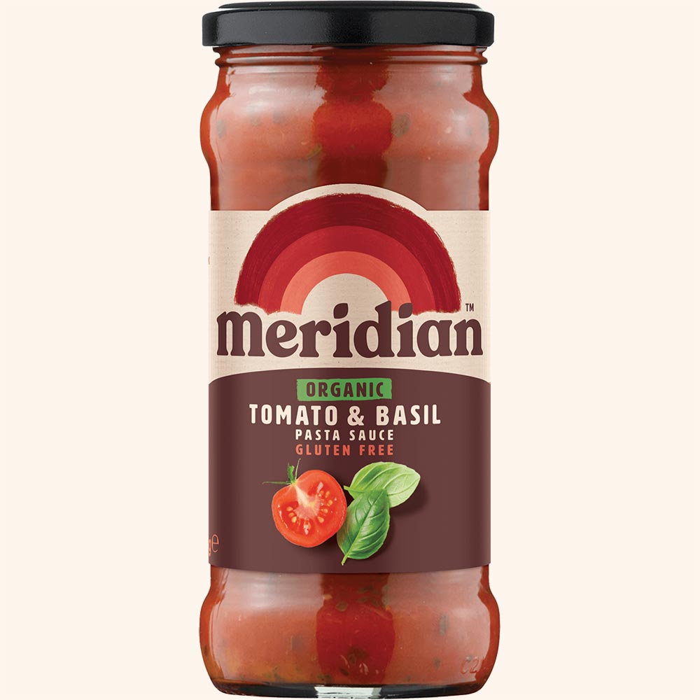 An image of Meridian Organic Tomato and Basil Pasta Sauce 350g Jar