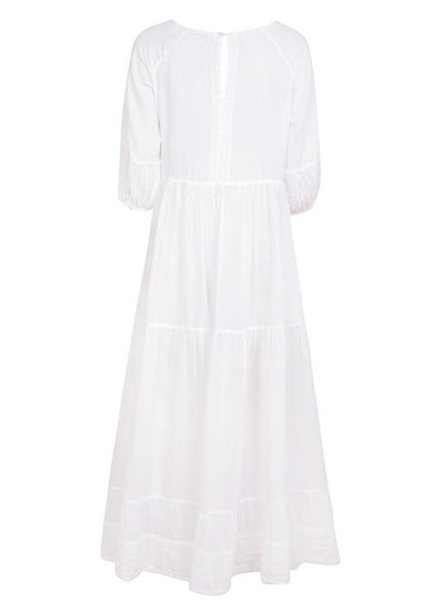 Hand-embroidered white maxi dress | Boho dresses UK | Dilli Grey