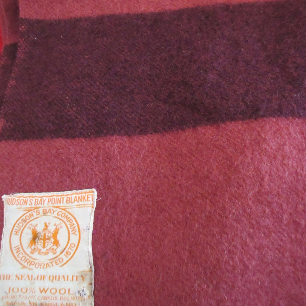 Vintage Wool Hudsons Bay Point Blanket Cranberry My Frugal Father