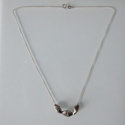 Origami Beads on Sterling Silver Chain 16"
