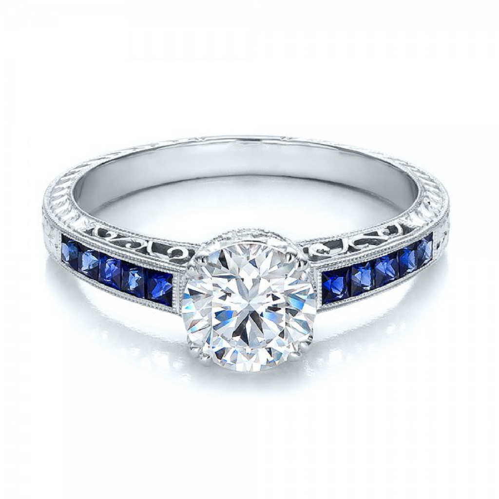 sapphire emerald cut engagement rings
