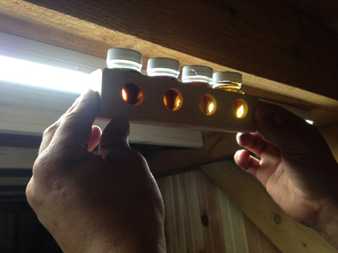 A grading kit used to help determine the grade of a batch of maple syrup.