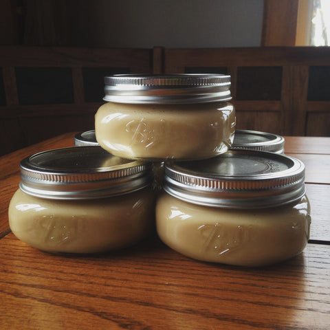 Organic Maple Cream stacked on the kitchen table.