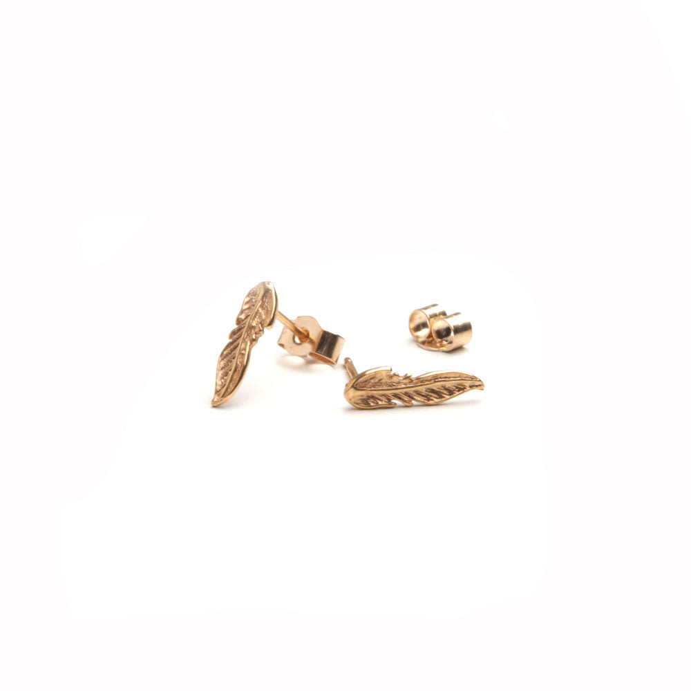 Alice Eden Gold Feather Charm Stud 