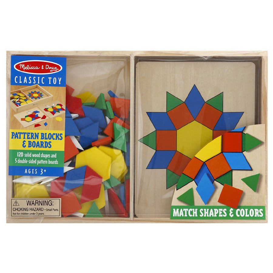 wooden pattern blocks and boards