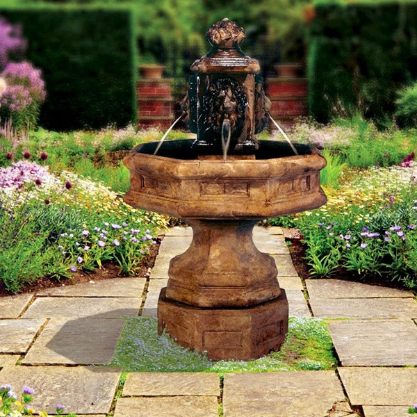 Classic Lion Cast Stone Outdoor Fountain