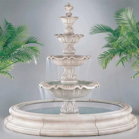 Four Tier Renaissance Fountain in Toscana Pool