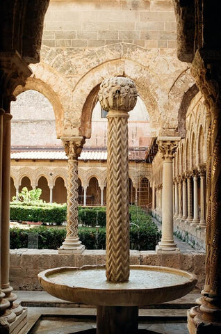 tuscany garden with a fountain