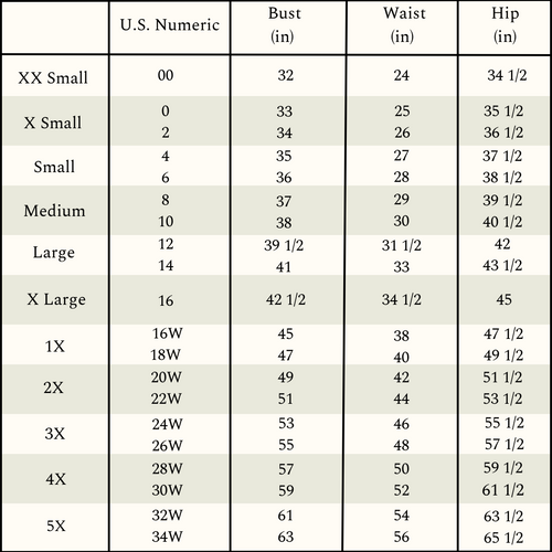 New Size Guide – Ivy City Co