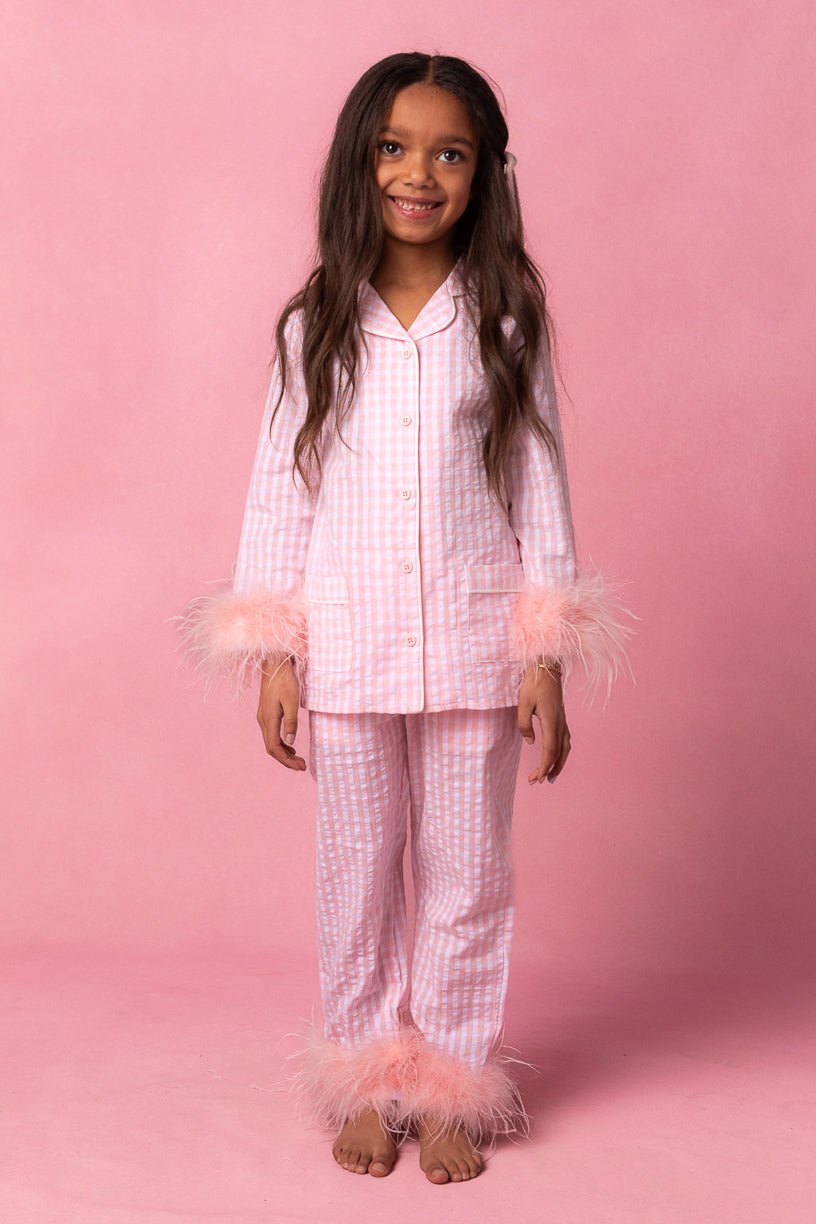 Mini Camille Girls Fancy Pink Night Set In Cotton – Ivy City Co