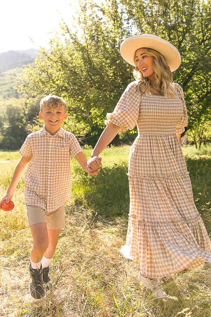 Sienna Midi Smocked Everyday Dress in Cream – Ivy City Co