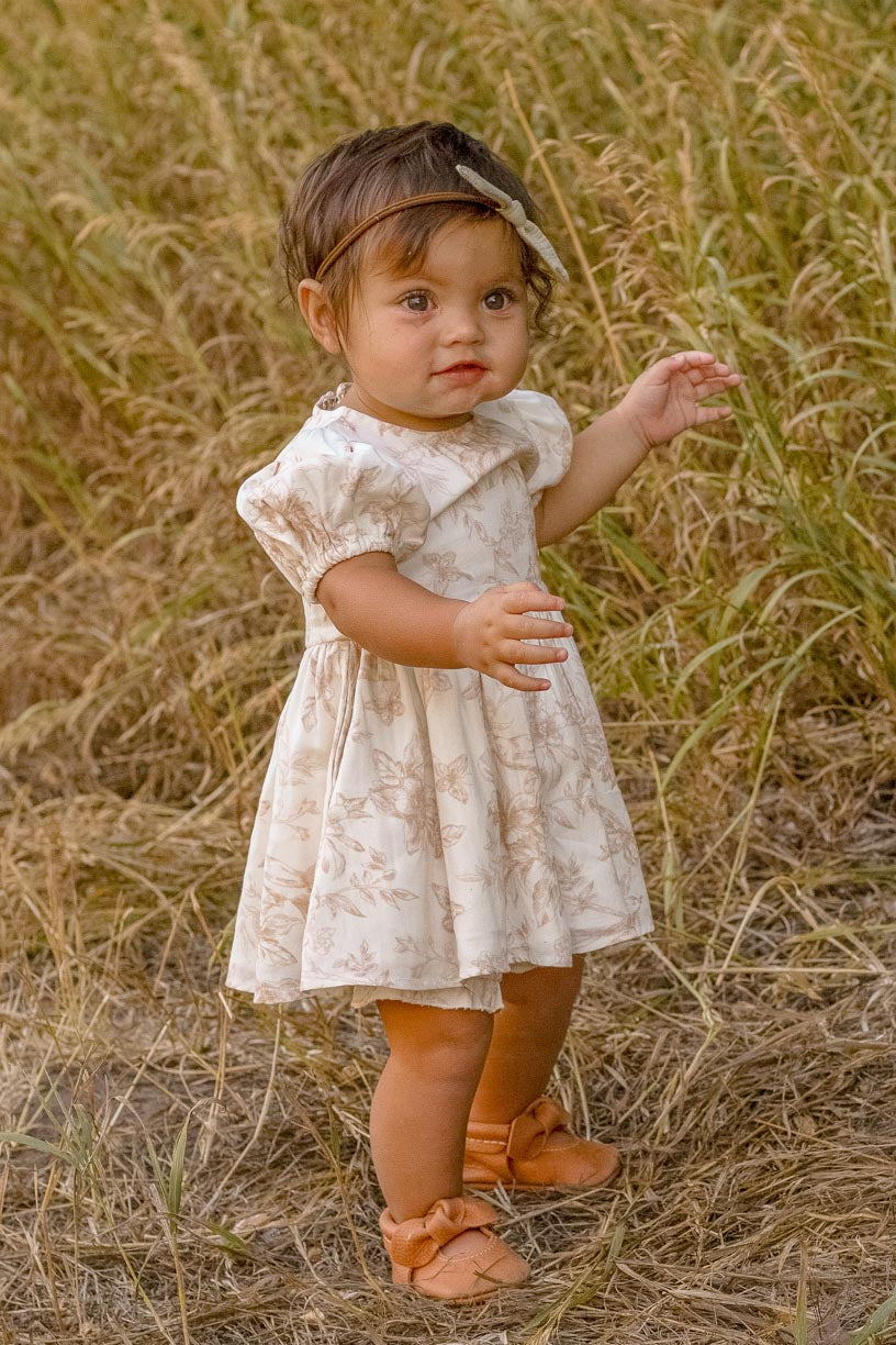 Baby Odette Dress Set in Taupe