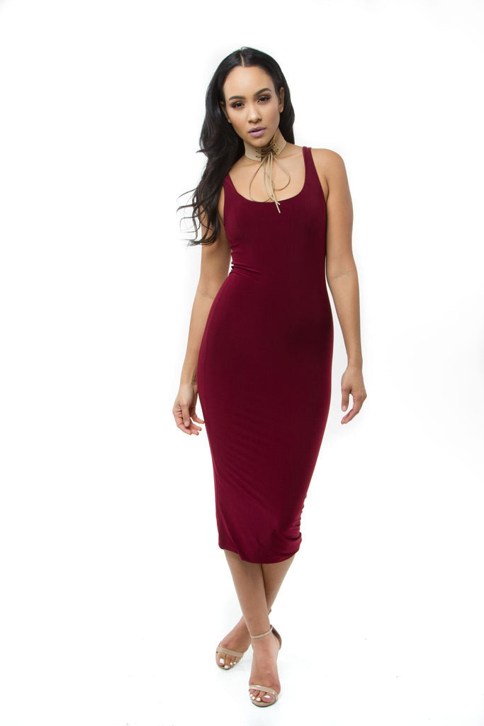 burgundy tank dress